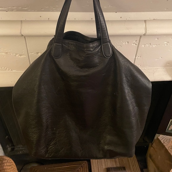 Black leather with leapord fur hobo - Picture 2 of 6